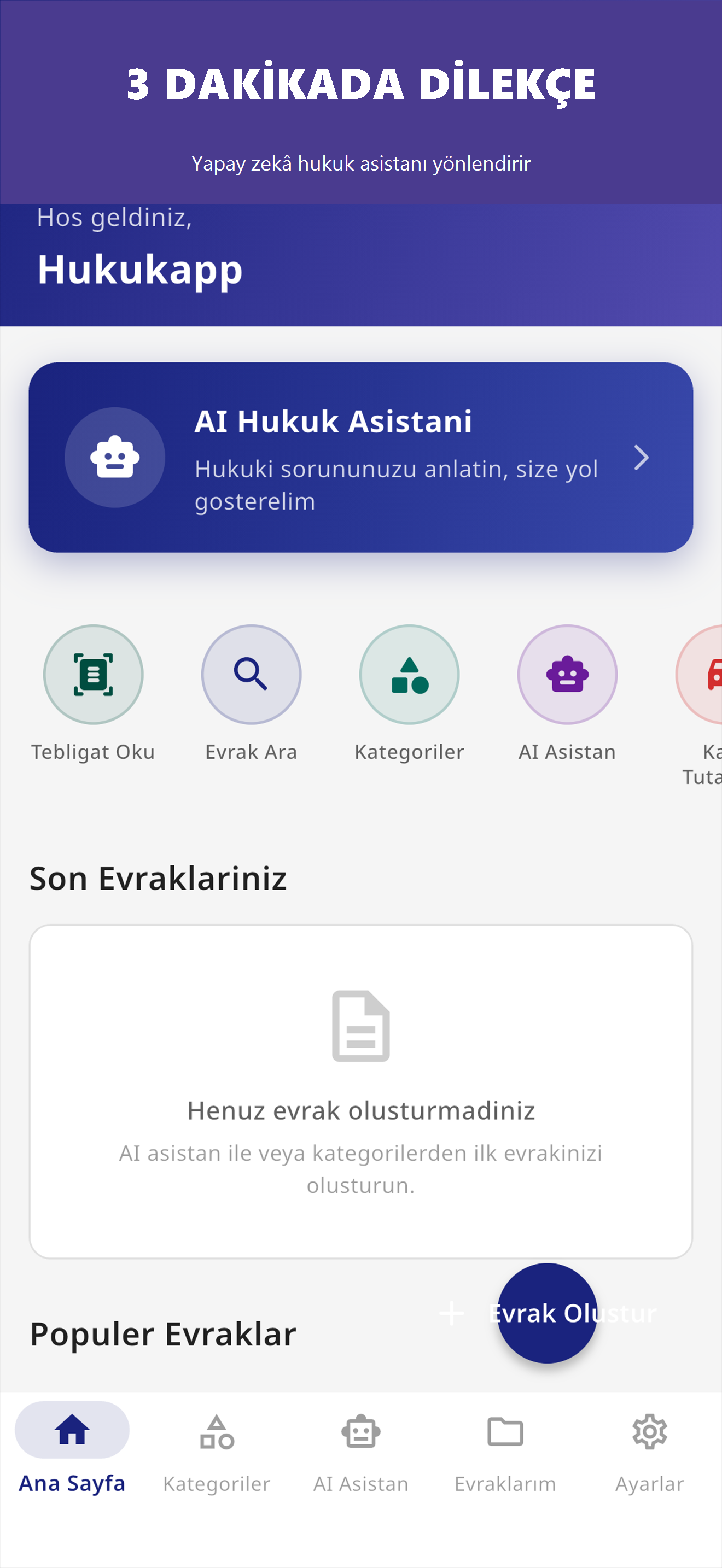 HukukApp Ana Ekran